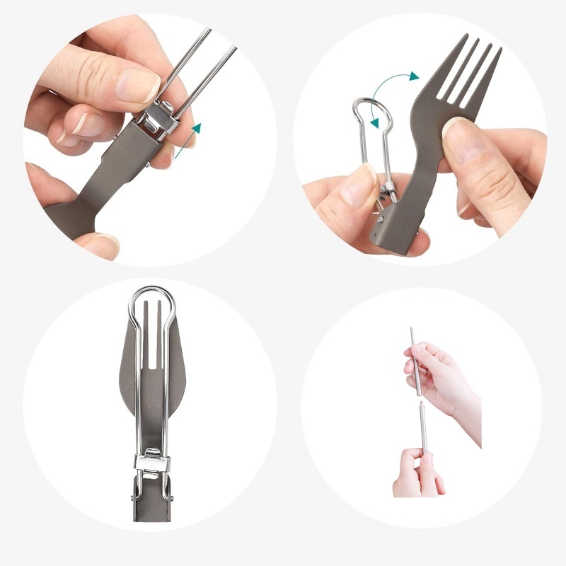 チタン製折りたたみ式食器セット（フォーク、スプーン、ナイフ、 - Foldable Backpack Small のレビューと価格