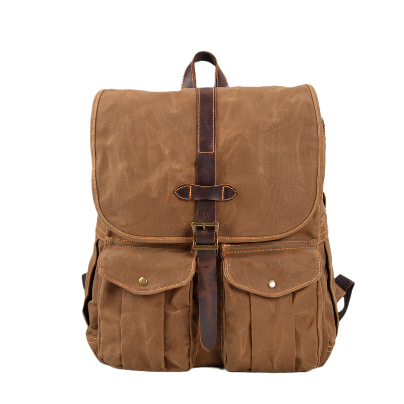 新しいワックスキャンバスメンズバックパック、キャンプ、アウト - Canvas Backpack Casual のレビューと価格